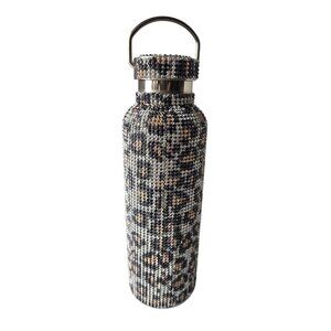 Tomo Lady Leopard Stainless Steel Water Bottle 750ML/25oz Bling Glam Rhinstones